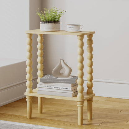 JERX 2-Tier Narrow Side Table Small End Table Yellow Oak