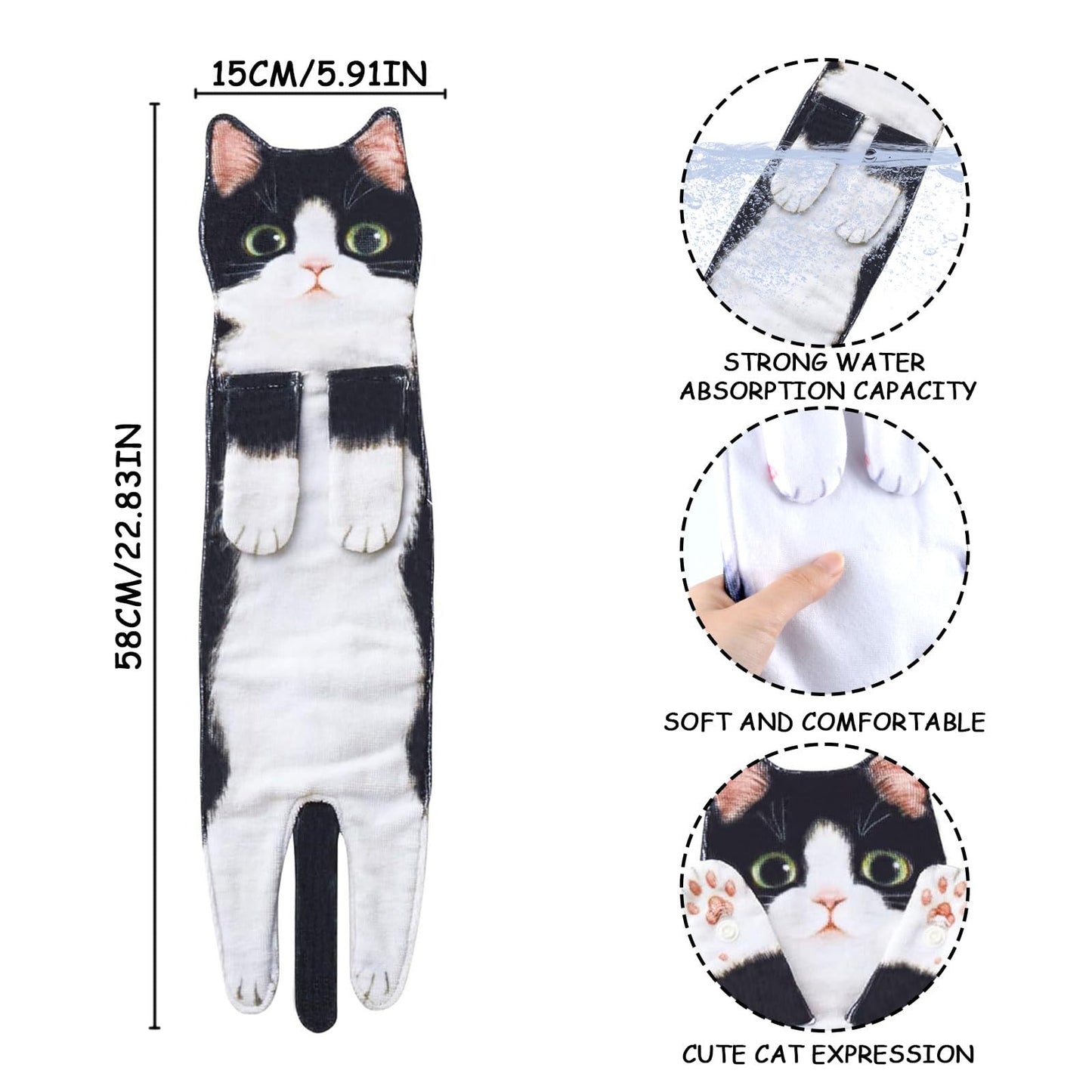 GWAWG Cat Funny Hand Towels,Cute Bathroom Kitchen Towels,Decorative Hanging Kitchen Towel,Cat Gifts for Cat Lovers,Gifts for Women Mum Christmas
