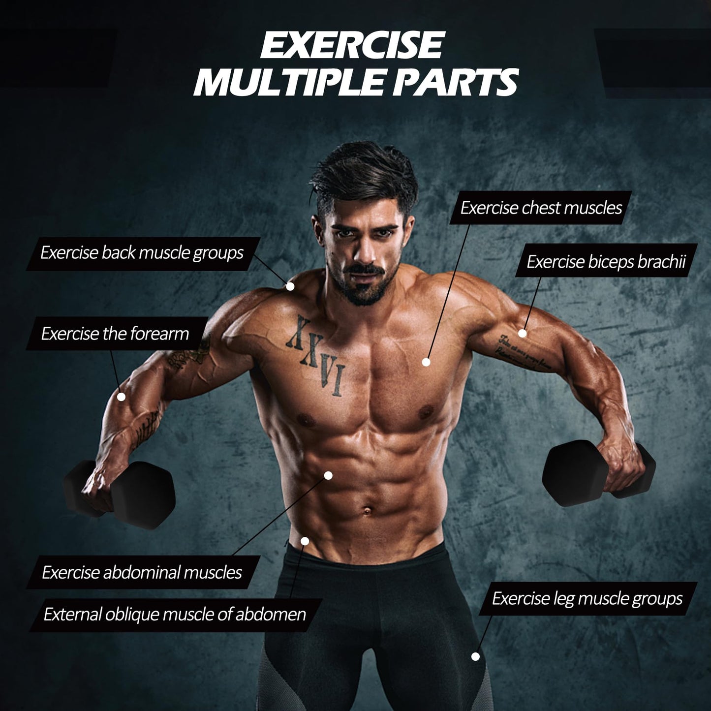 ACTIVE FOREVER Dumbbells 2?10kg, Set of 2, Hex Dumbbells Pair, Neoprene Waterproof Non-slip Dumbells Set (Black)