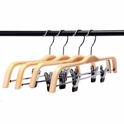 LOHAS Home 6-Pack Natural Finish Wooden Pant Hangers with Anti-rust Hook and 2-Adjustable Clips