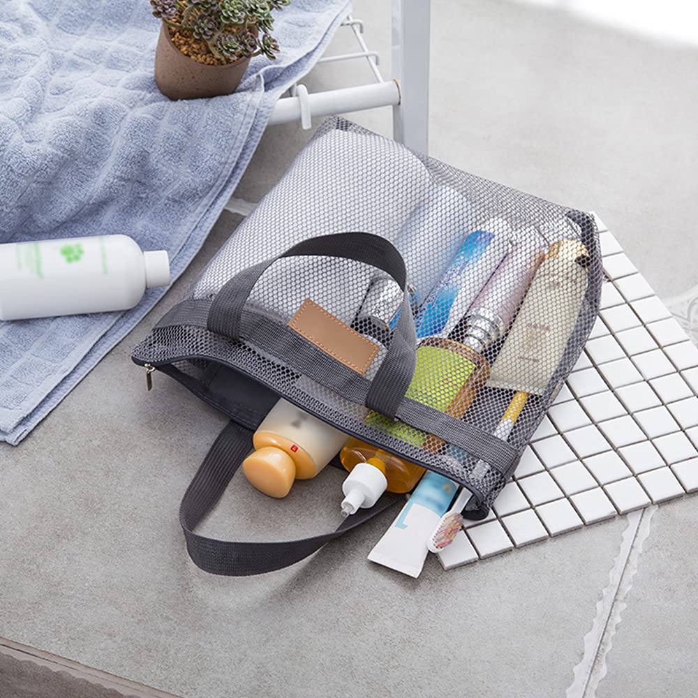 Pebipoo Mesh Shower Caddy Bag, Quick Dry Portable Tote Bag and Inner Pocket, Lightweight Bath Organizer for College Dorm Bathroom, Swimming, Gym