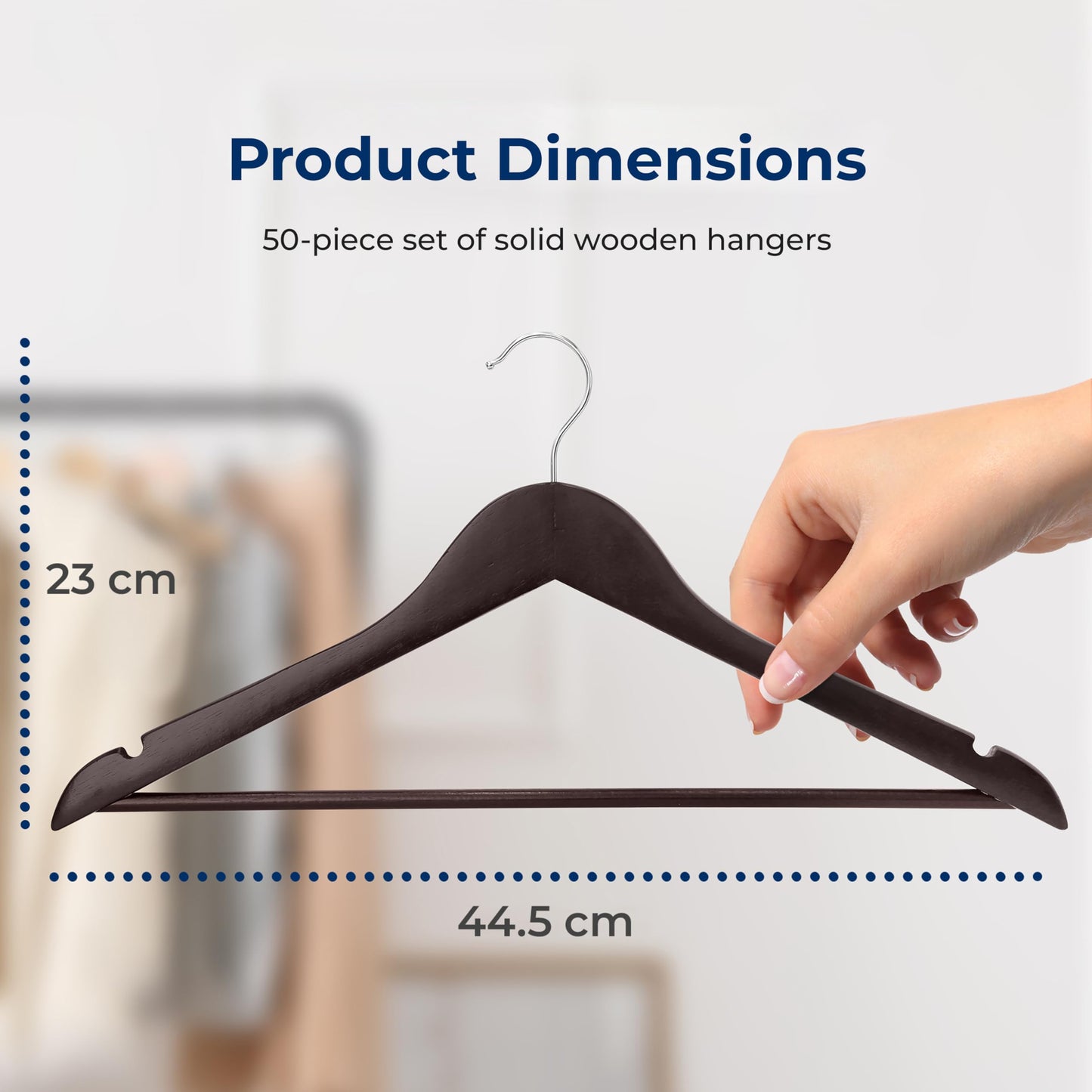SereneLife Wood Hangers - Space Saving Heavy Duty Slim Suit Clothes Hanger Set with 360 Degree Swivel Metal Hook, Can Hold Up to 10 Lbs. for Coats
