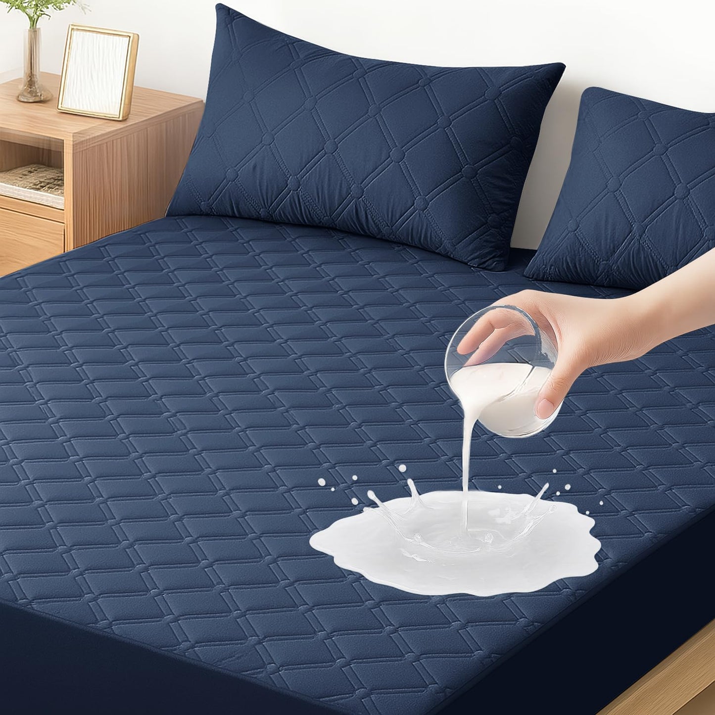 Ystyle Fitted Sheet 90 x 200 cm, Microfibre, Fitted Sheet - Mattress Height up to 30 cm, Navy Blue