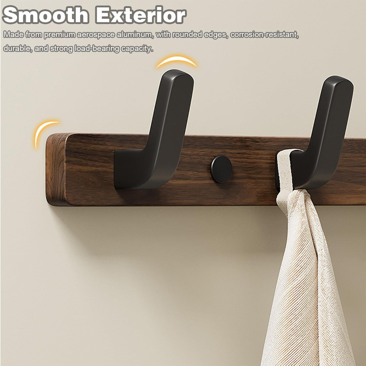 Lxoraziy Wall-Mounted Coat Rack - Walnut Coat Rack Hook, Heavy Duty Wooden Wall Coat Hanger with 3 Coat Hooks for Hanging Coats, Hats, Clothing