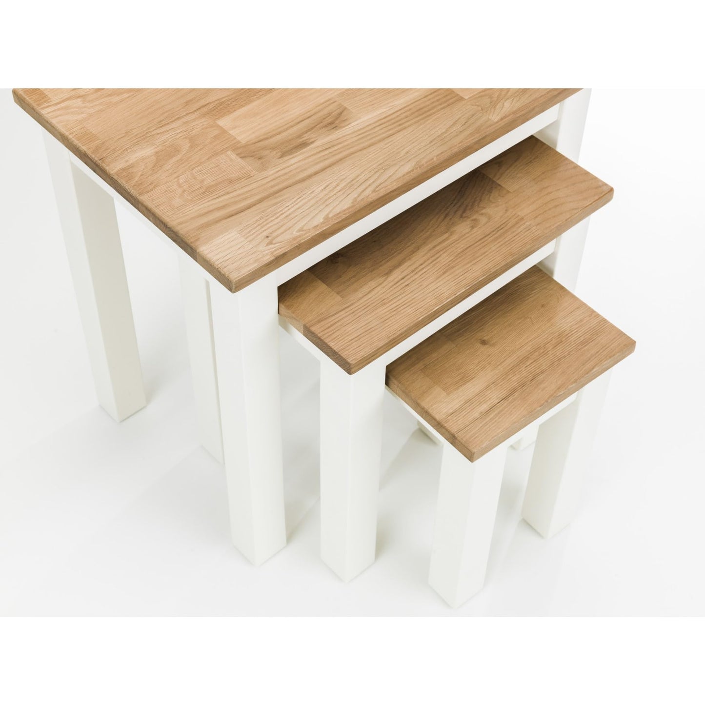 Julian Bowen Coxmoor Nest of Tables, Set of 3, Ivory & Oak - H48 x W50cm