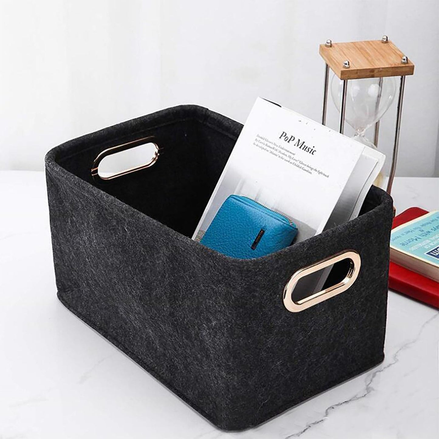 Kaizuca 2 Piece Felt Fabric Baskets, Toy Organiser Cube, Felt Storage Box, Foldable, with Two Handles, for Clothes, Towel, Toiletry, Baby Products