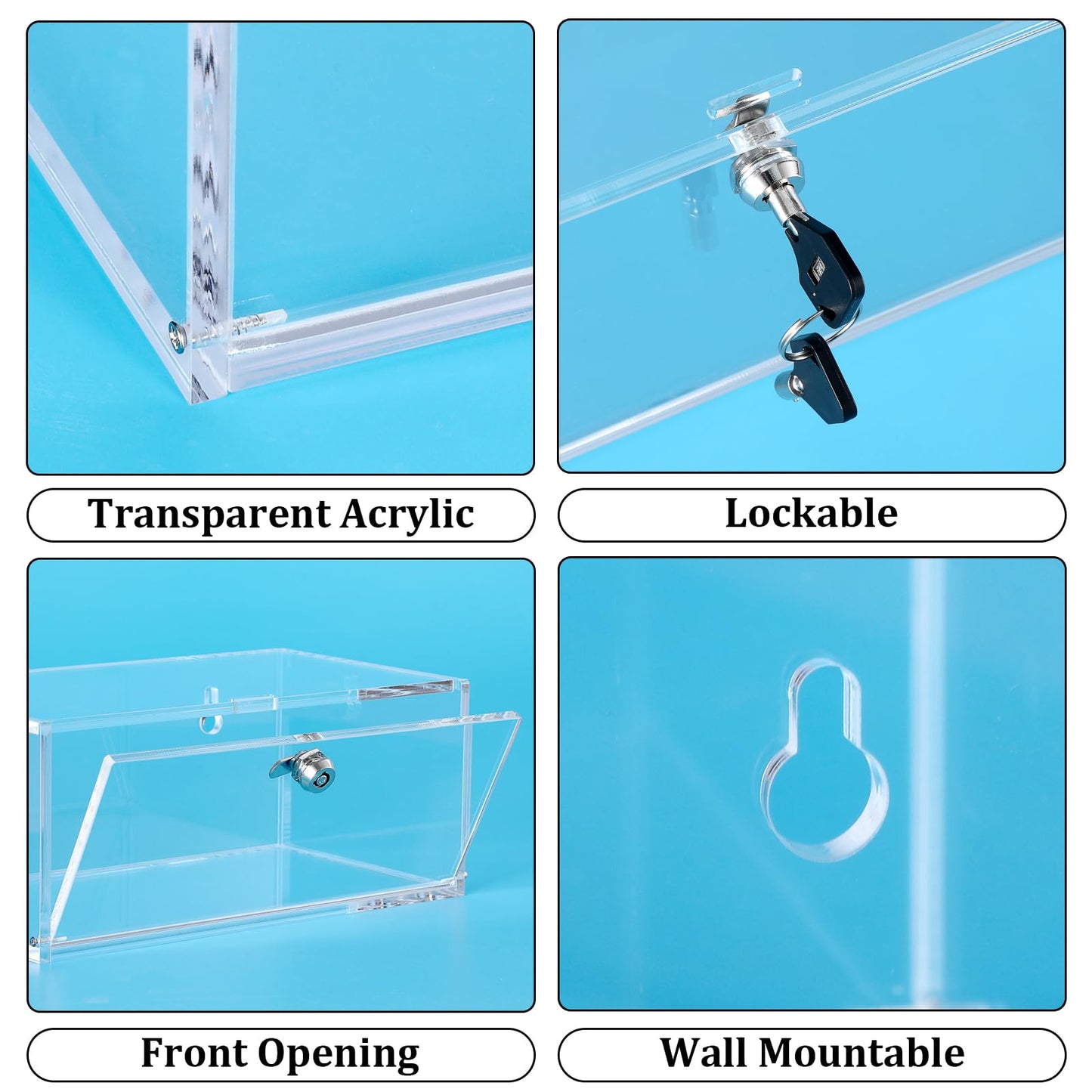 TOLIDA Acrylic Refrigerator Medicine Box with Keys - Clear Wall Mounted/Desktop Medicine Lock Box, Plastic Storage Container for Medical Supplies