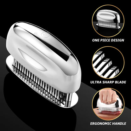 Meat Tenderizer Tool, Ultra Sharp Needle Blades 100% Stainless-Steel, Heavy-Duty Kitchen Gadgets, Hand Held Meat Tenderizer Needle Tool, Cooking