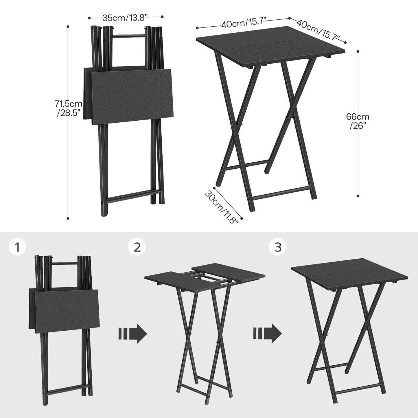 HOOBRO Folding Side Table, TV Tray Table for Eating, Small Industrial Sofa Snack Foldable Table for Small Spaces, Space-Saving, Black EBB27BZ01