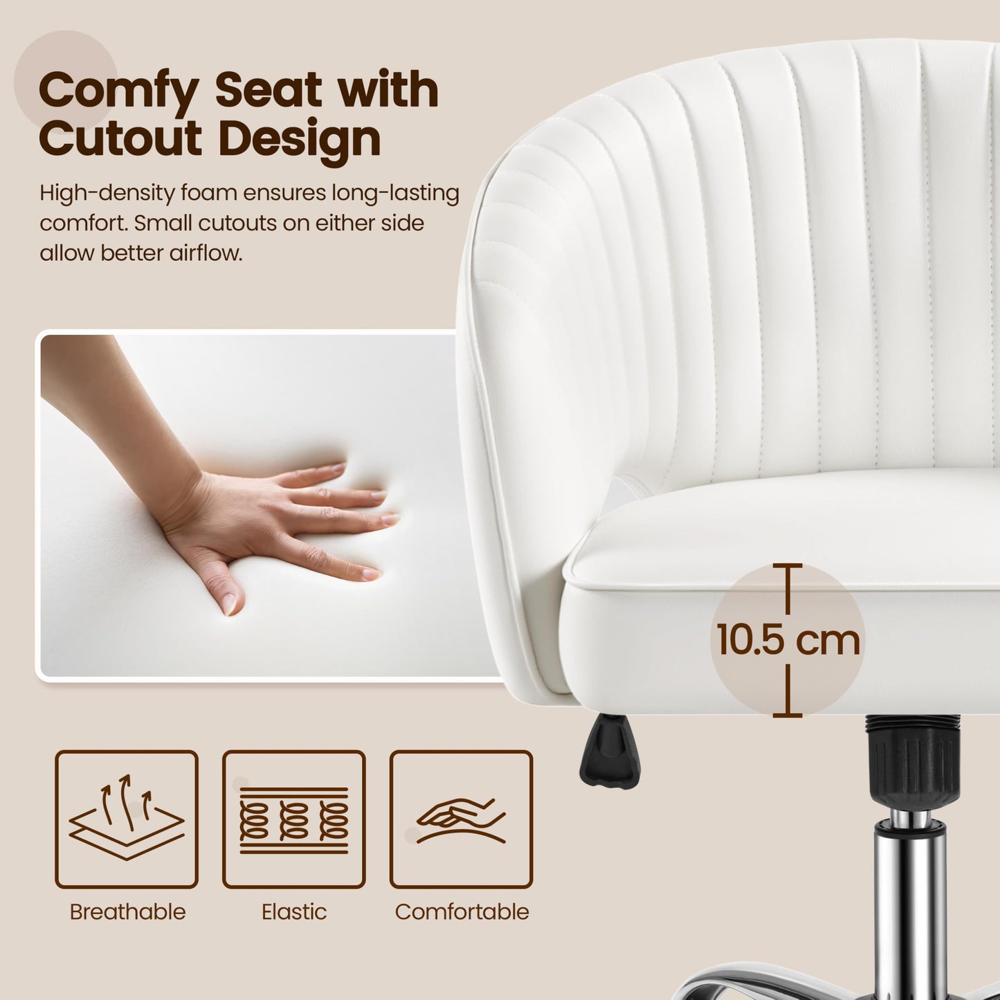 Yaheetech Desk Chair, Swivel Makeup Vanity Chair with Tufted Barrel Back