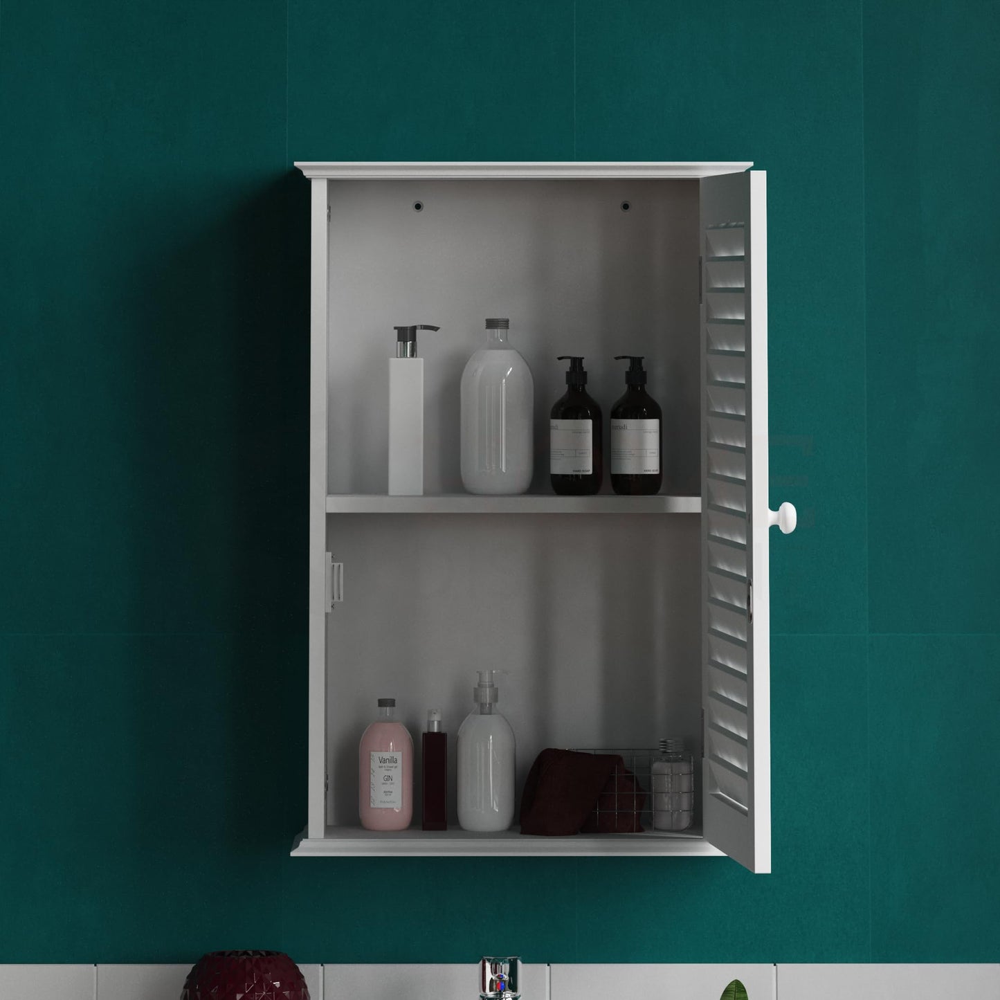 Bath Vida Bathroom Cabinet Single Door Shutter Wall Mounted Storage, White
