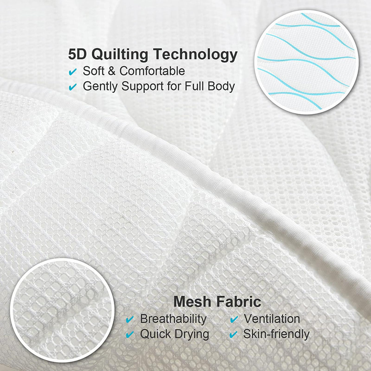 Full Body Bath Pillow for Tub Non-Slip Spa Bathtub Mat Mattress Pad