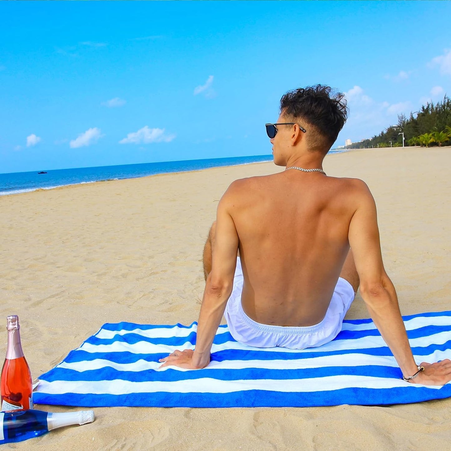 Exclusivo Mezcla 4-Pack Large Microfiber Beach Towels Set, 152x76 cm