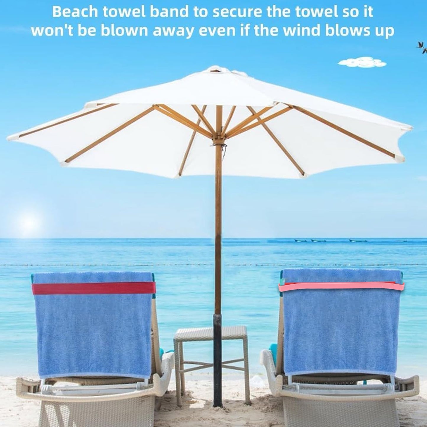 Towel Bands for Sun Loungers, 5 Pack Windproof Sunbed Towel Bands, High Elasticity Towel Bands for Pool, Chairs, Cruise