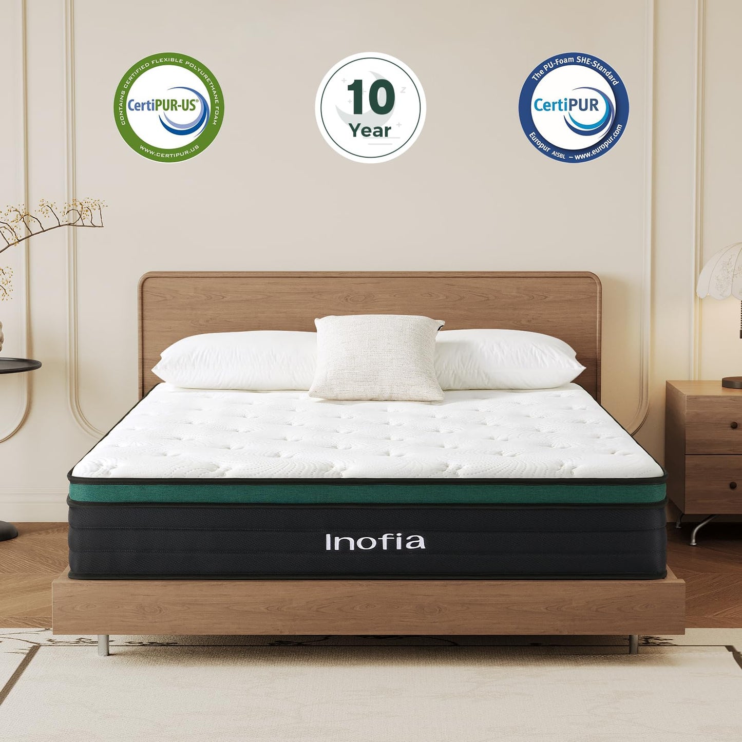 Inofia Single Mattresses 3FT, 10.6 Inch Hybrid Mattress with Zoned Pocket Spring, Triple-Layer Support System for Enhanced Pressure Relief and Spinal