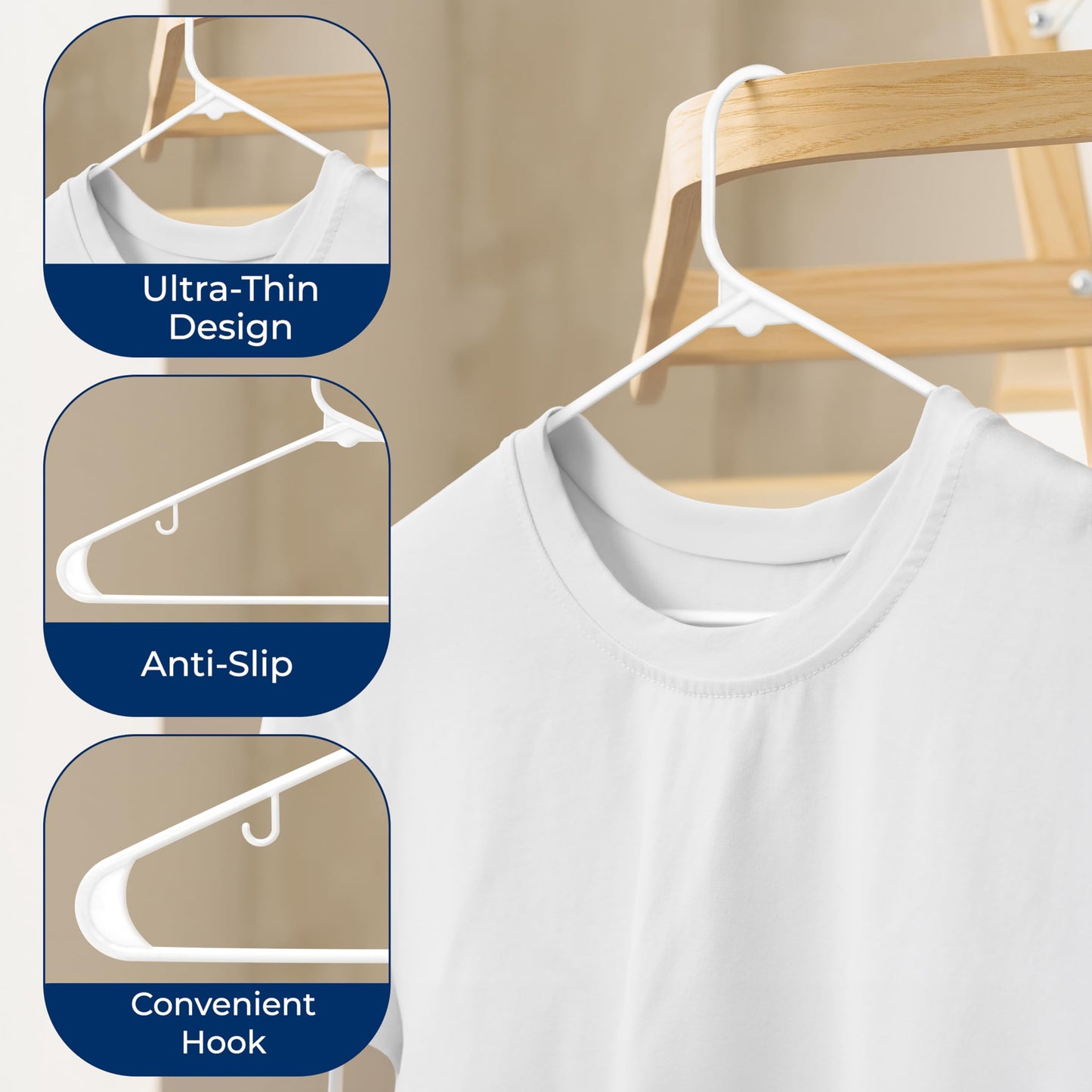 SereneLife Plastic Hangers 30 Pcs - Space Saving Heavy Duty Slim Suit Clothes Hanger Set, Can Hold Up to 10 Lbs. For Coats, Jackets, Pants & Dress