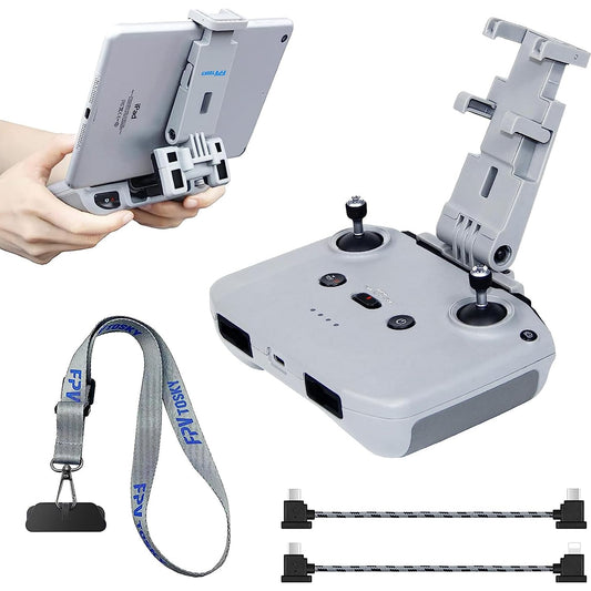 FPVtosky No Disassembly Tablet Holder for DJI Flip/Neo/Mini 2 SE/4K/ Air 3S/Mavic 3/Mini 3 Pro, 7-12 Inch Foldable iPad Mount Holder Pack of Lanyard