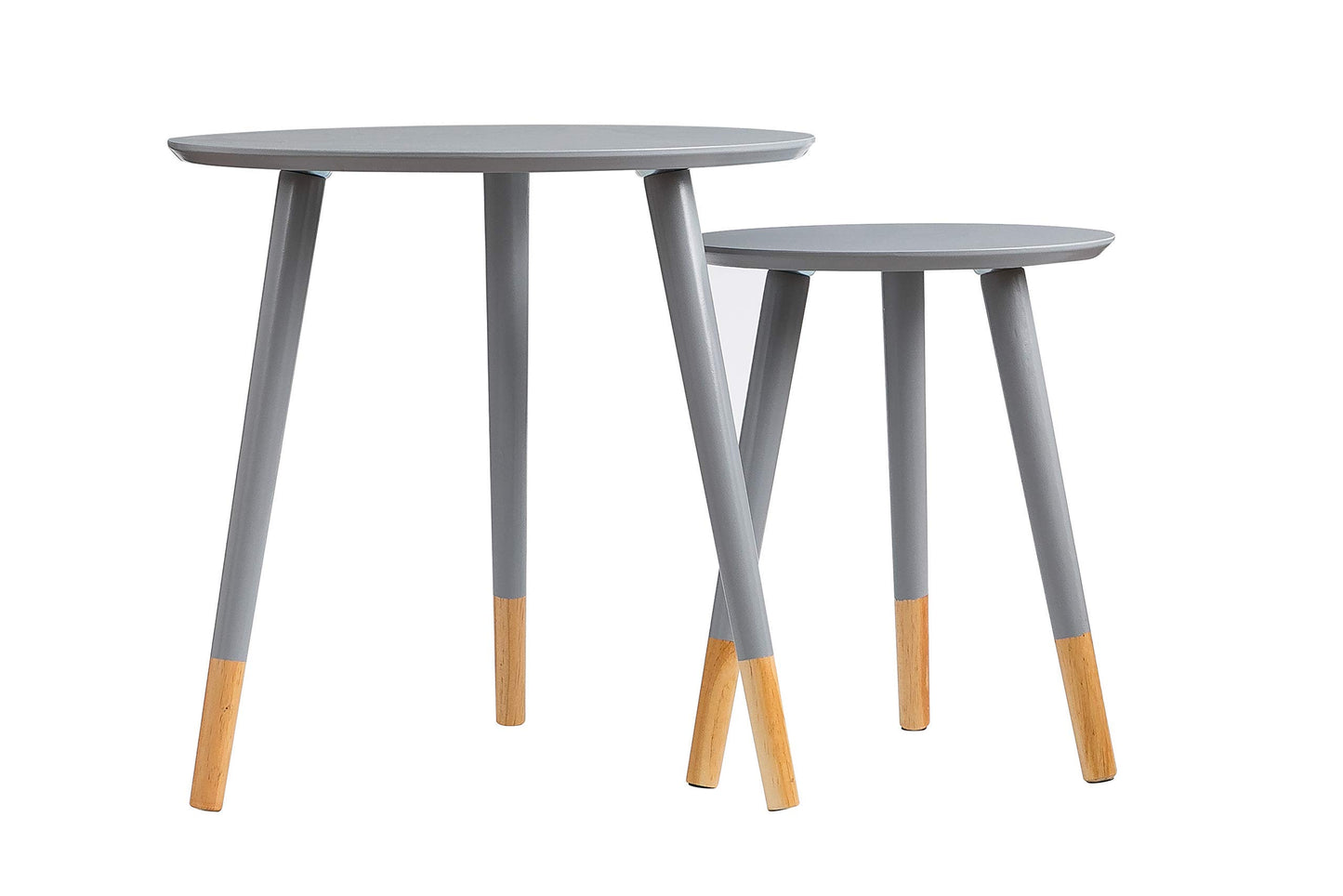 Aspect Dina Set of 2 Nesting, Occasional Table (Grey), wood, 48 x48 S:33 Diameter x40(H) cm, WNT12GY
