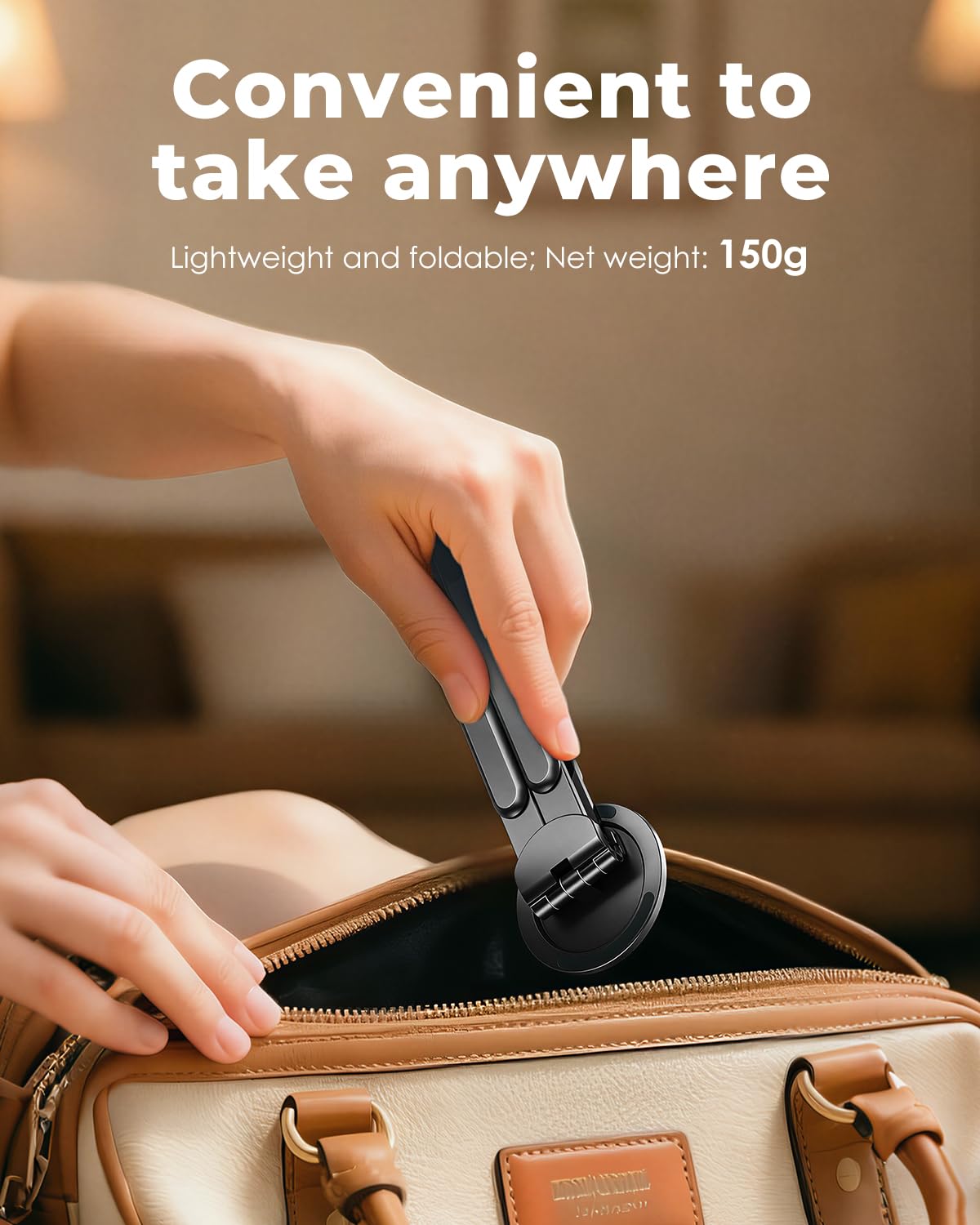 Viozon Portable Laptop Stand for Desk, Foldable Adjustable Computer Riser with Magnetic Phone Holder