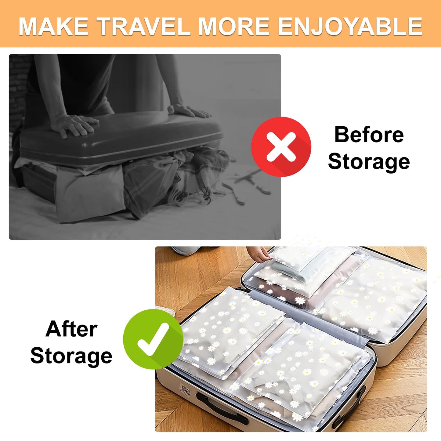 Deepton 18 Pcs Reusable Zip Lock Clothes Bags, Ziplock Bags for Clothes