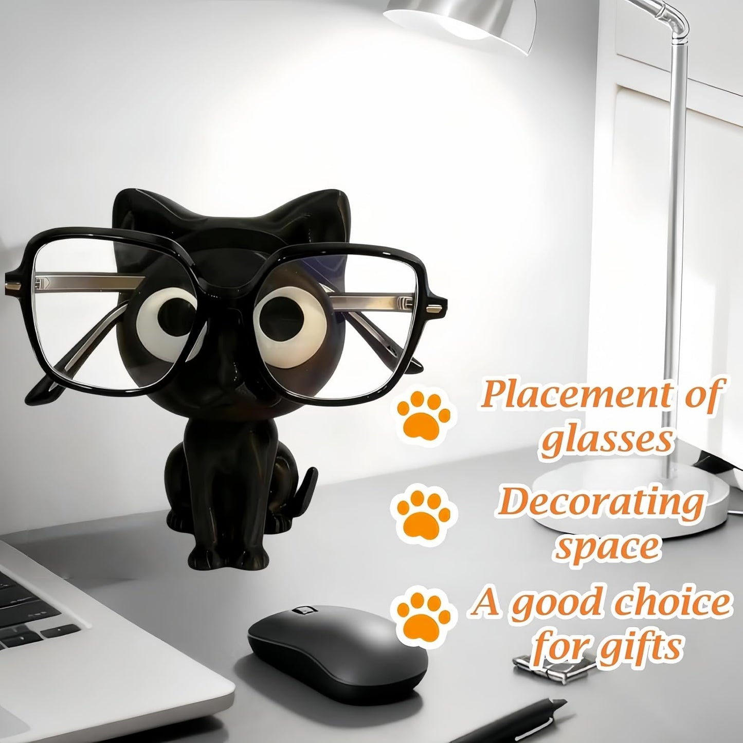 Cuikaan Cat Glasses Holder Stand,3D Printed Animal Glasses Stand for Desk & Living Room Decor,Cat G/lasses Holder,Eyeglasses & Sunglasses