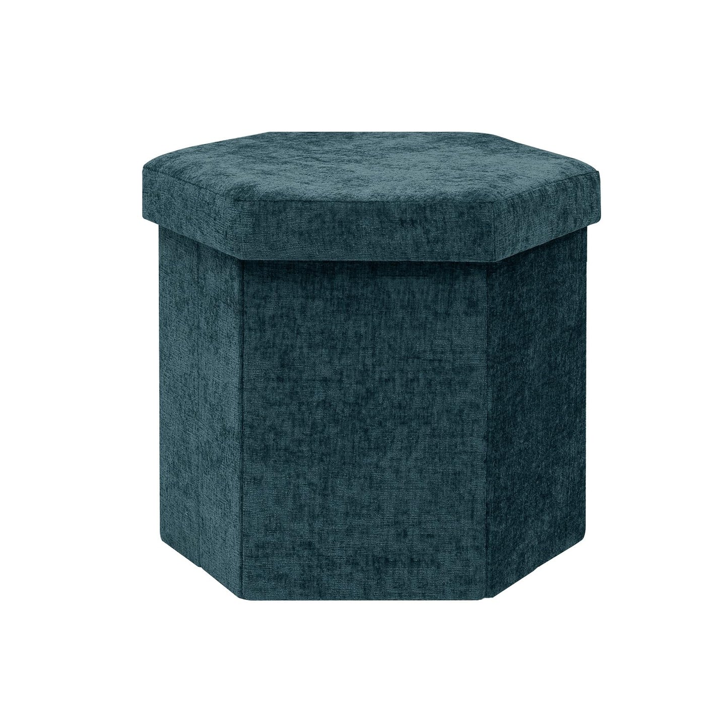 Bonlife Folding Storage Ottoman Hexagonal, Footrest with Toy Ches Box, 43cm