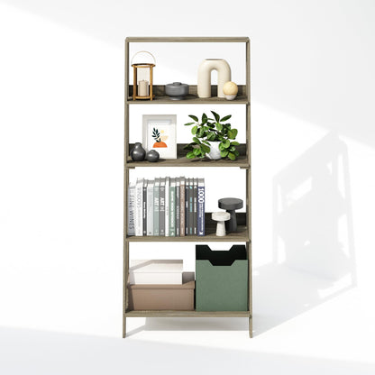 Furinno LADDER Display Shelf, 5-Tier Ladder Shelf, Ladder Bookshelf, Display Storage Shelves, 33 x 59.9 x 135.9 cm, for Living Room, Home Office