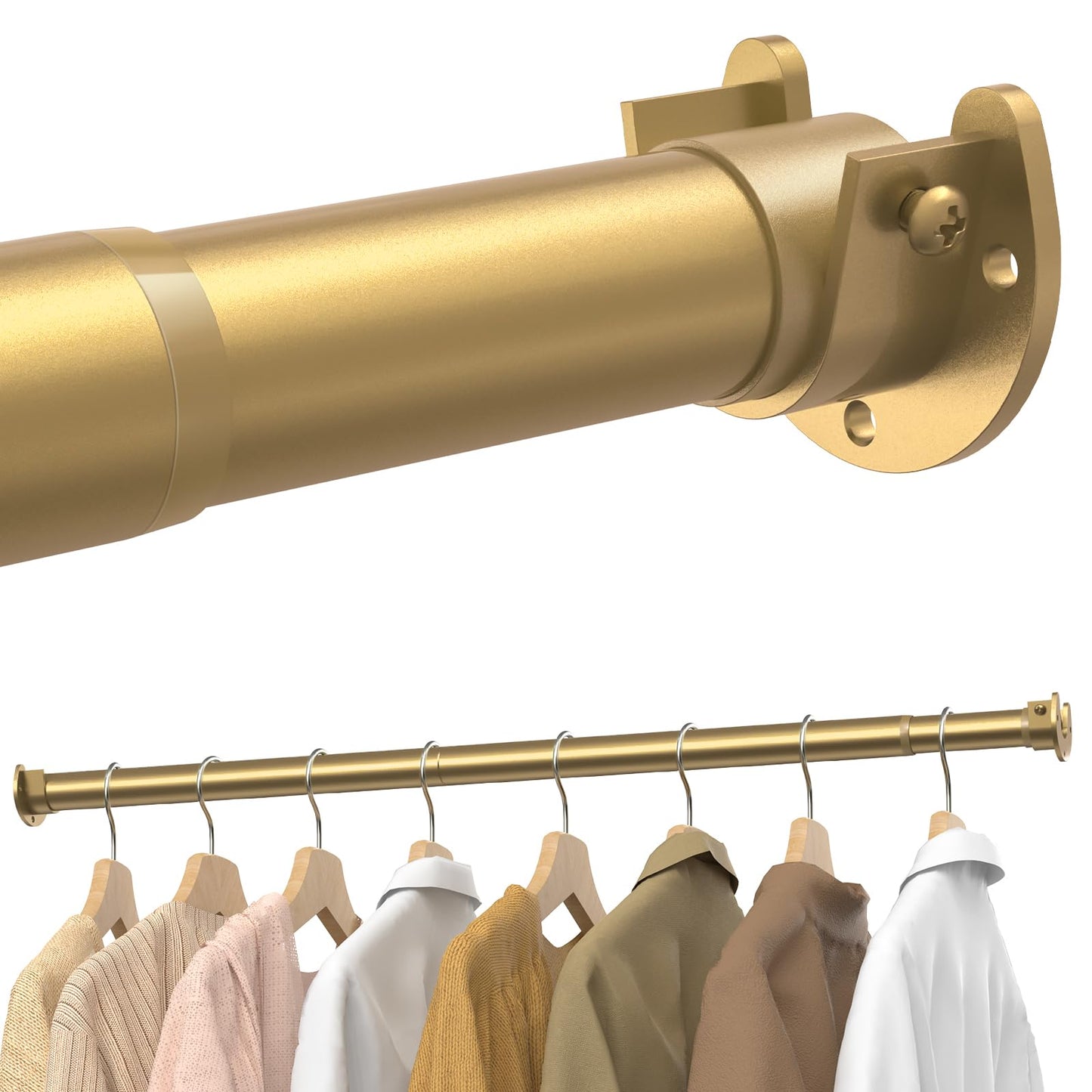 Wardrobe Rail, 43 to 97 CM Stepless Adjustable Metal Rails To Hanging Clothes, 3.3 CM Heavy Duty Wardrobe Rails and Fittings for Closet Wardrobes