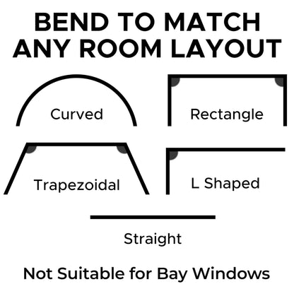 Aluminium Flexible Ceiling Curtain Track 3ft-6.6ft / 2m | Bendable Curtain Rail for Bay Windows & Shower | Heavy Duty Ceiling Mounted Track for
