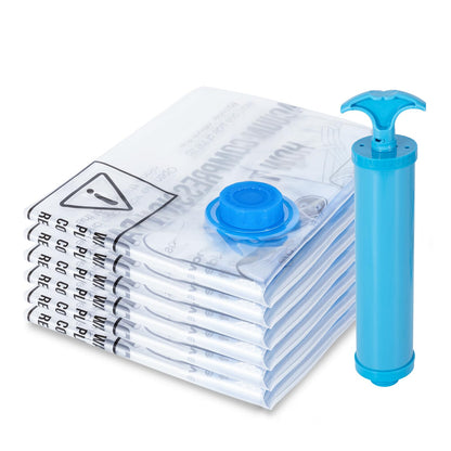 MagicQCraft 6 Pack Medium50 * 70cm Vacuum Storage Bags,Vacuum Compression Zipper Storage Bags with Airtight Valve and Hand Pump,Save 80% More