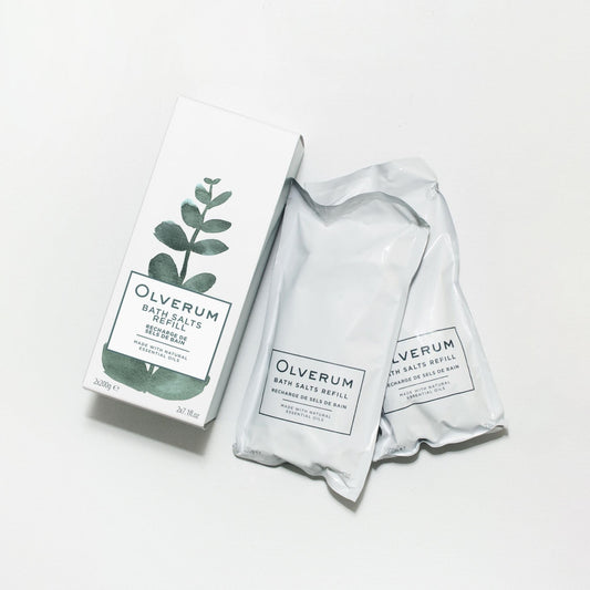 Olverum Magnesium Bath Salts for Women & Men - 2 Refill Sachets - Luxury Muscle Soothing Bath Salts Muscle Soak Aromatic, Therapeutic Blend of Pure