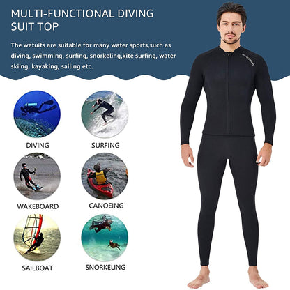 EUPTE 2mm Wetsuits Women/Men Long Sleeve Jacket UPF50+ UV Protection Diving Skin Suit Top for Scuba Diving Snorkeling Surfing Swimming (men, L)