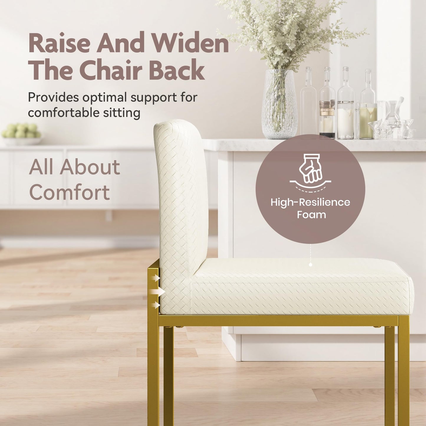 ALPHA HOME Bar Stools, Tall Kitchen Stools, 60 cm Soft Faux Leather Seat