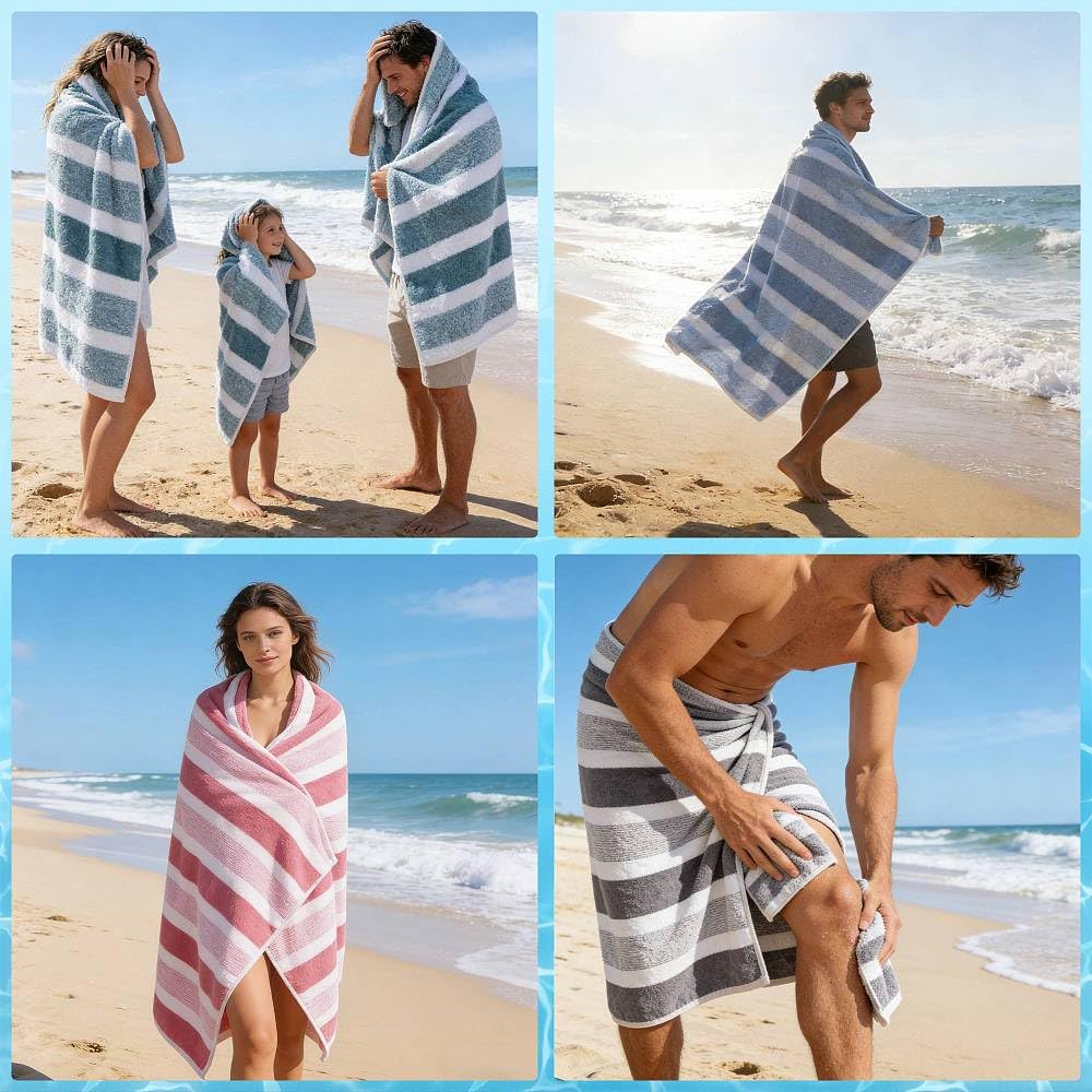 Cheriswelry 2Pcs Beach Towels for Adults Coral Fleece Sand Resistant Towel Quick Dry Large Bath Towels for Beach Accessories Holiday Travel Swim