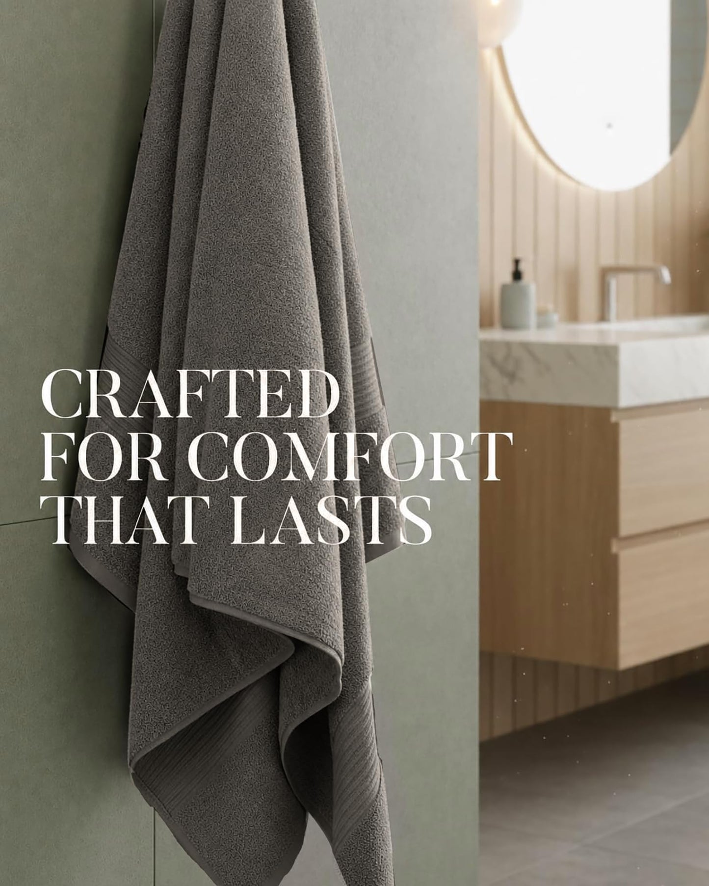 Bliss Luxury Combed Cotton Bath Towels - 34" x 56"/86 x 142 cm Extra Large Premium Quality Bath Sheet - 650 GSM - Soft, Absorbent (4 Pack, Grey)