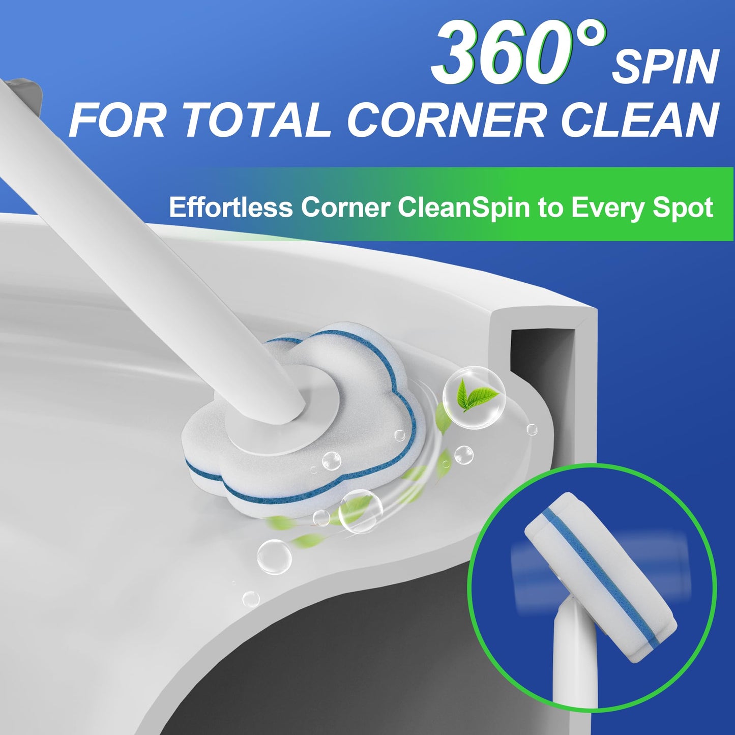 Disposable Toilet Brush and Plunger Set, Dual Handdle Toilet Plunger, All-in-1 Bathroom Cleaning Kit with 18PCS Refills