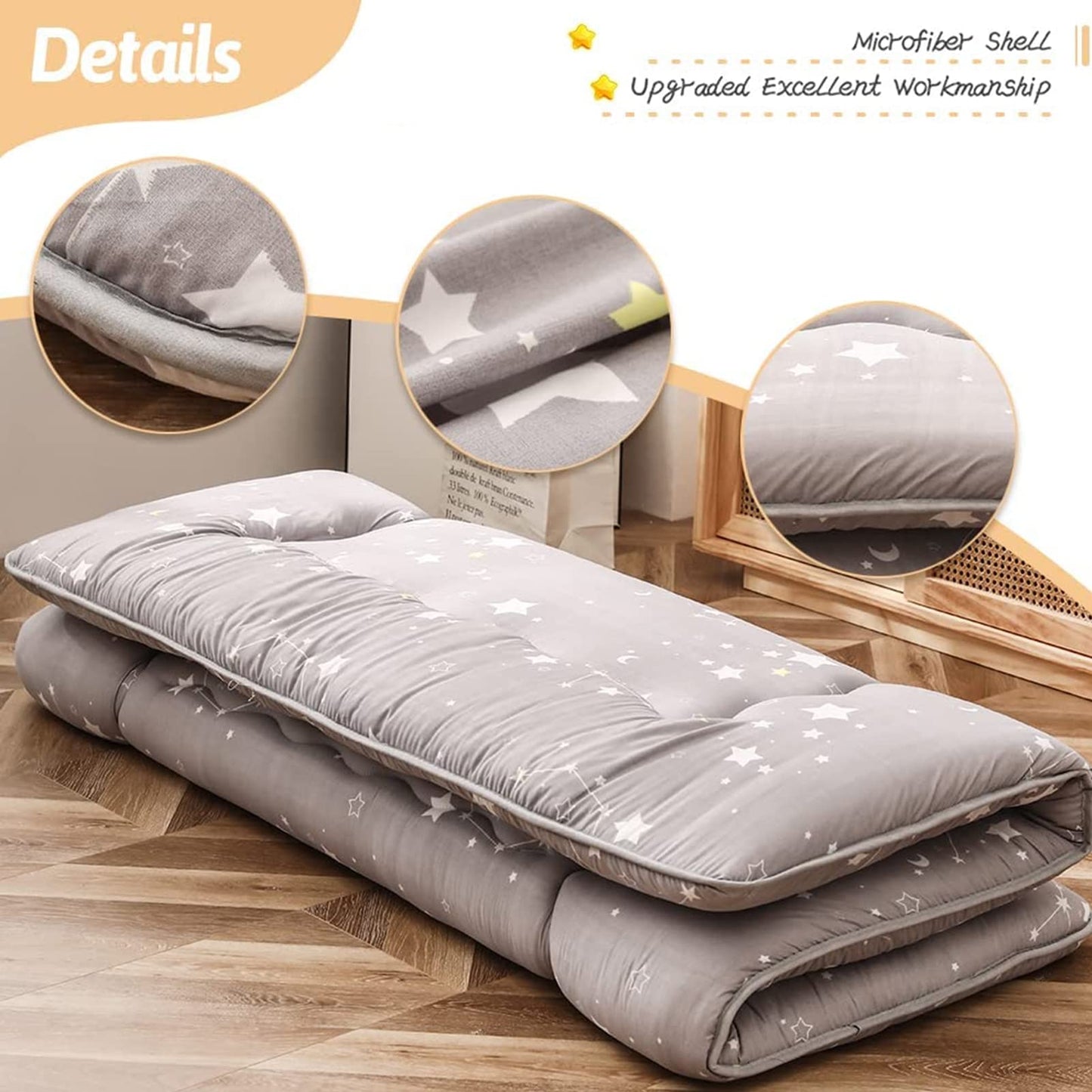 MAXYOYO Japanese Floor Mattress Futon Mattress, Thicken Tatami Mat Sleeping Pad Foldable Roll Up Mattress Dormitory Mattress Pad Floor Lounger Pillow