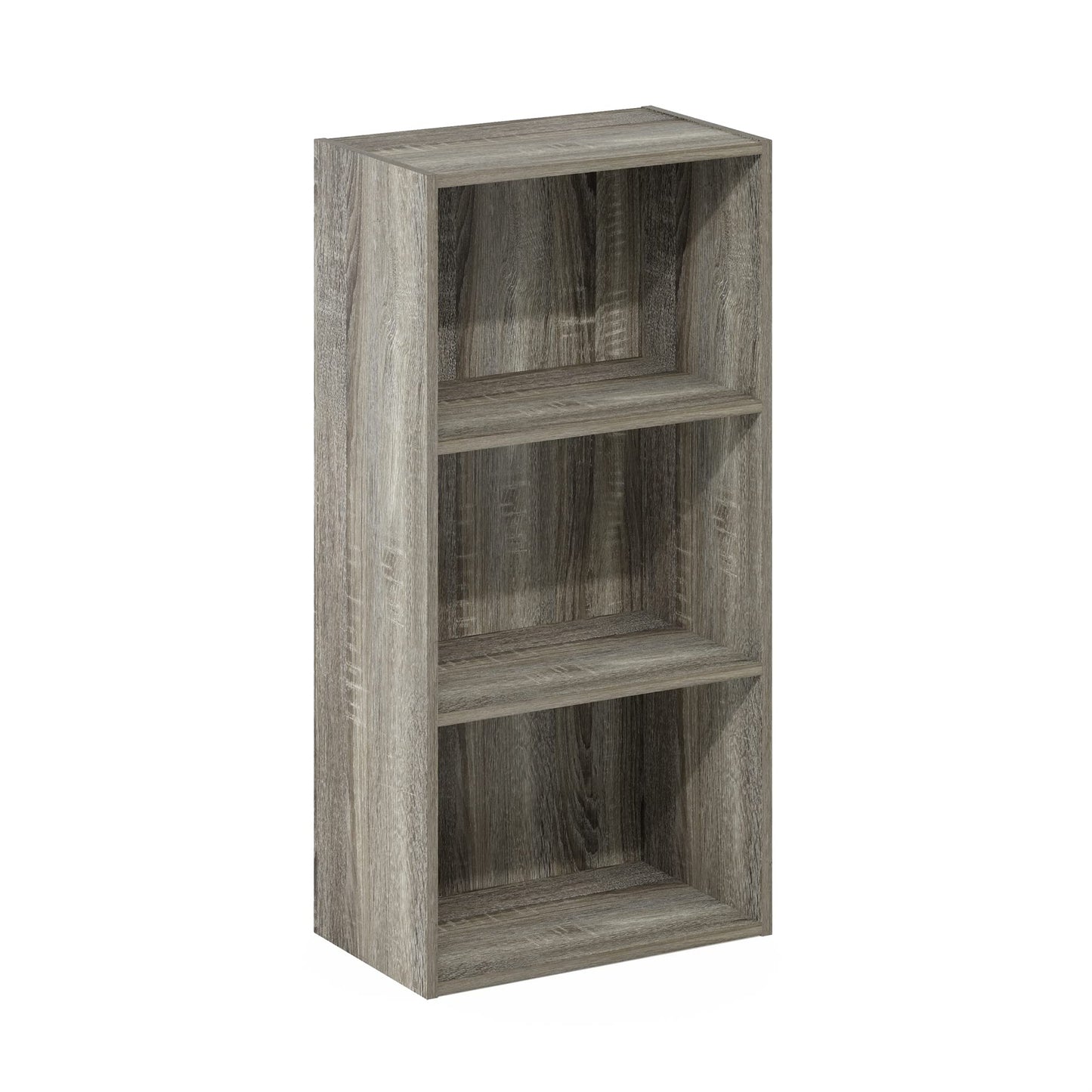 Furinno LUDER Book Shelf, 3-Tier Modern Bookshelf, Open Shelves Bookcase 9.3 x 16 x 31.4, for Living Room, Bedroom, Home Office, French Oak