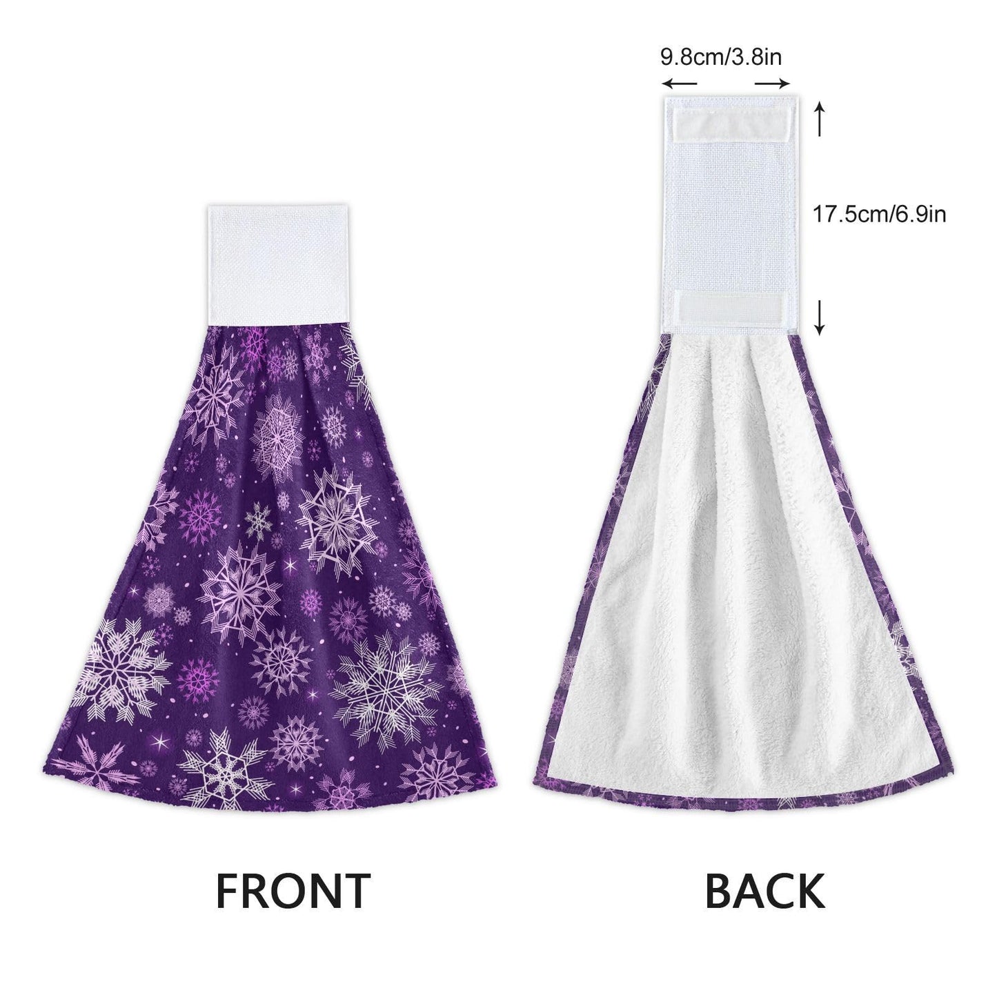 Mnsruu Hand Towels for Bathroom Christmas Purple Snowflakes Kitchen Towels Hanging Decorative Soft Absorbent Coral Fleece Dishcloth Set of 2