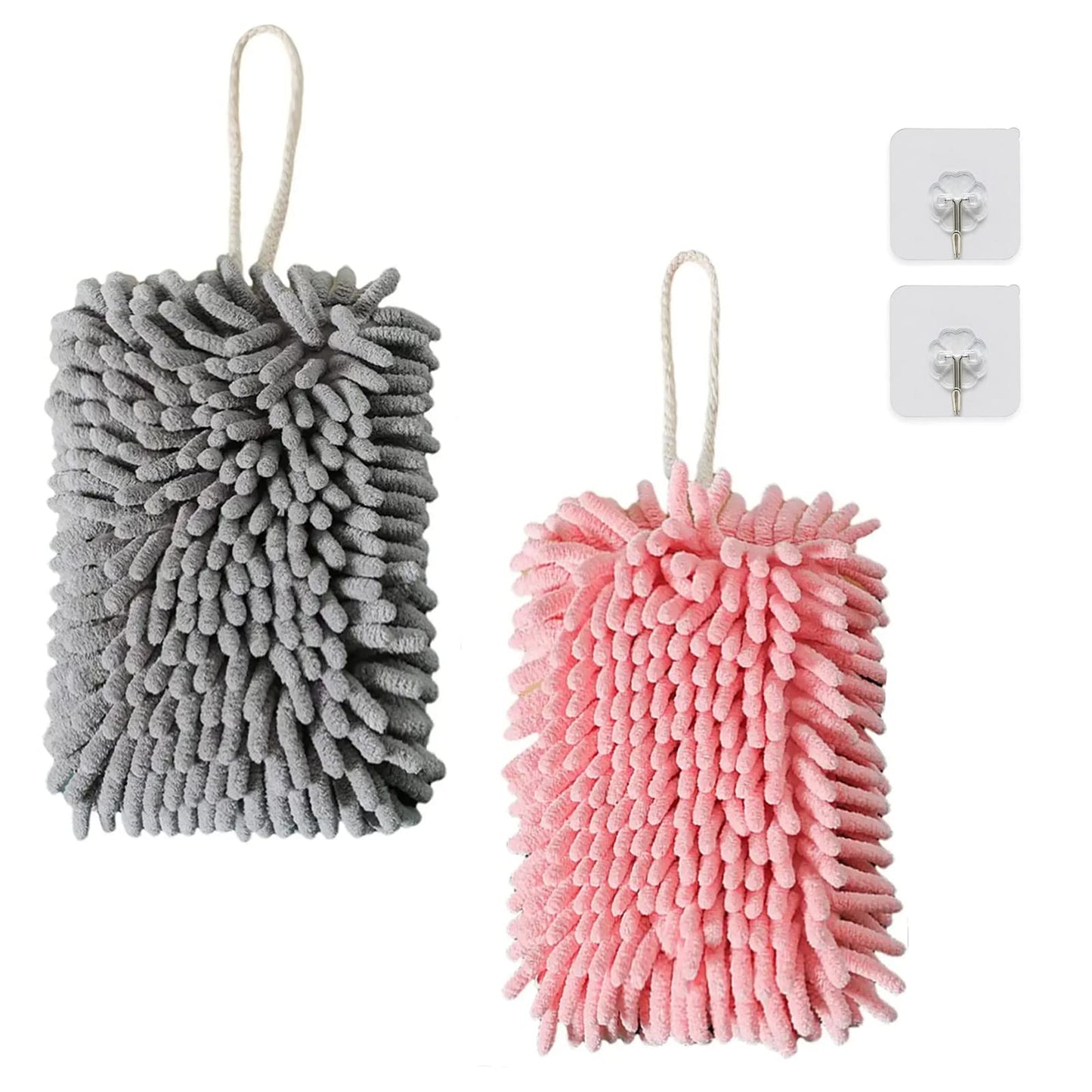 Cosysparks Microfibre Hand Towels, Soft & Plush Small Hand Towel Quick-Drying Super Absorbent Chenille Hand Towels with Hanging Loop for Kitchen and