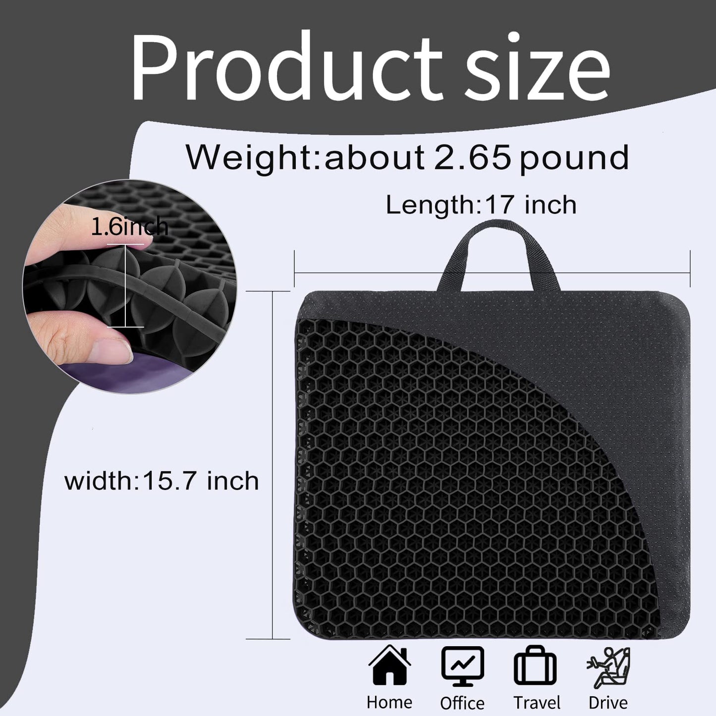 Fzitiy Gel Seat Cushion Soft Sitter Cushions Double Thick Breathable Honeycomb Design Egg Gel Cushion, Cooling & Ergonomic Support Pressure Cushion