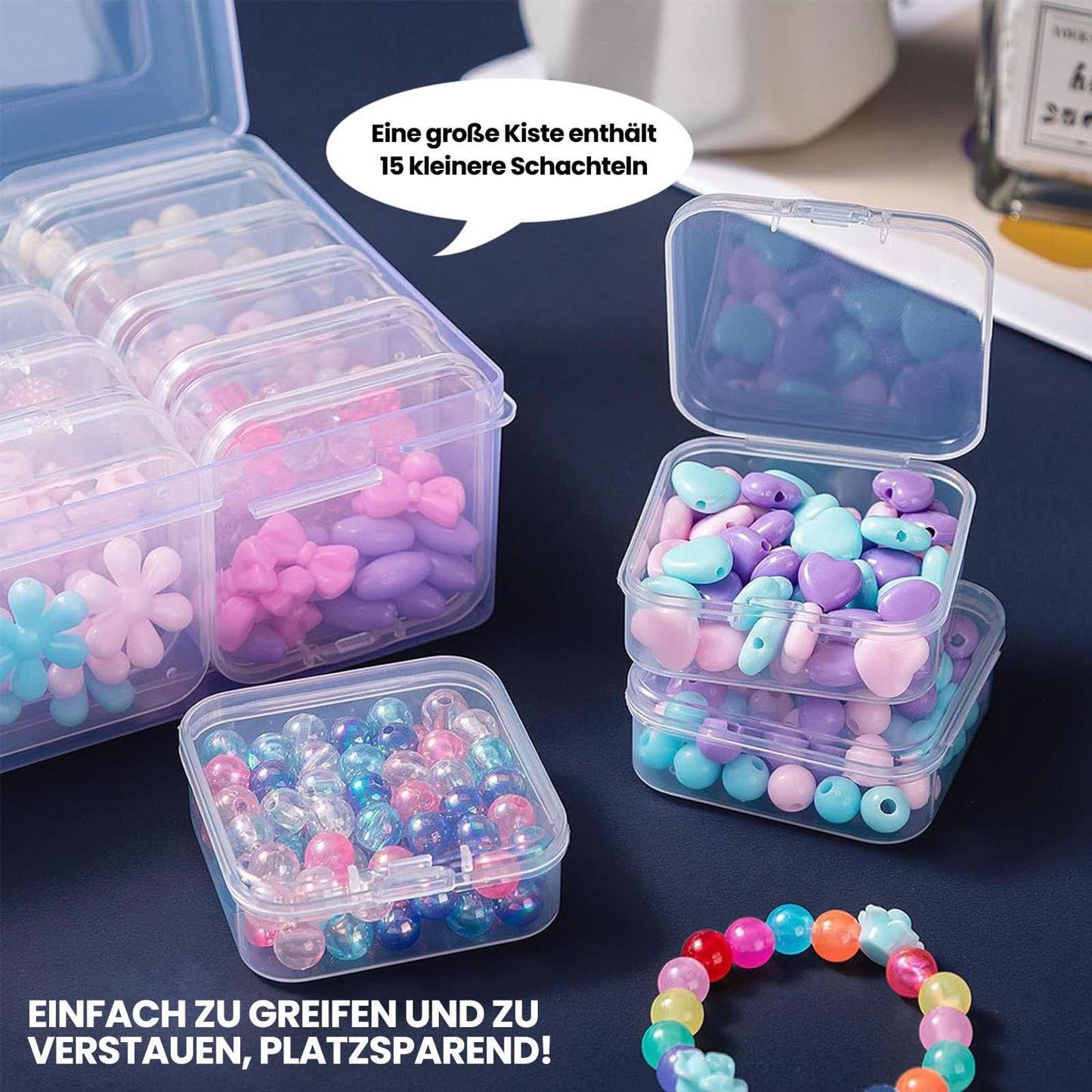 LEMIKKLE 2 PCS Craft Box Organiser - 32 PCS Small Plastic Boxes with Hinged Lid for Diamond Art Storage, Toys, Arts, Crafts, Beads, Small Parts
