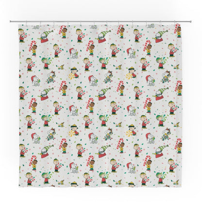 Franco Peanuts Holiday Christmas Bath Microfiber Shower Curtain, 72x72, Officially Licensed Product