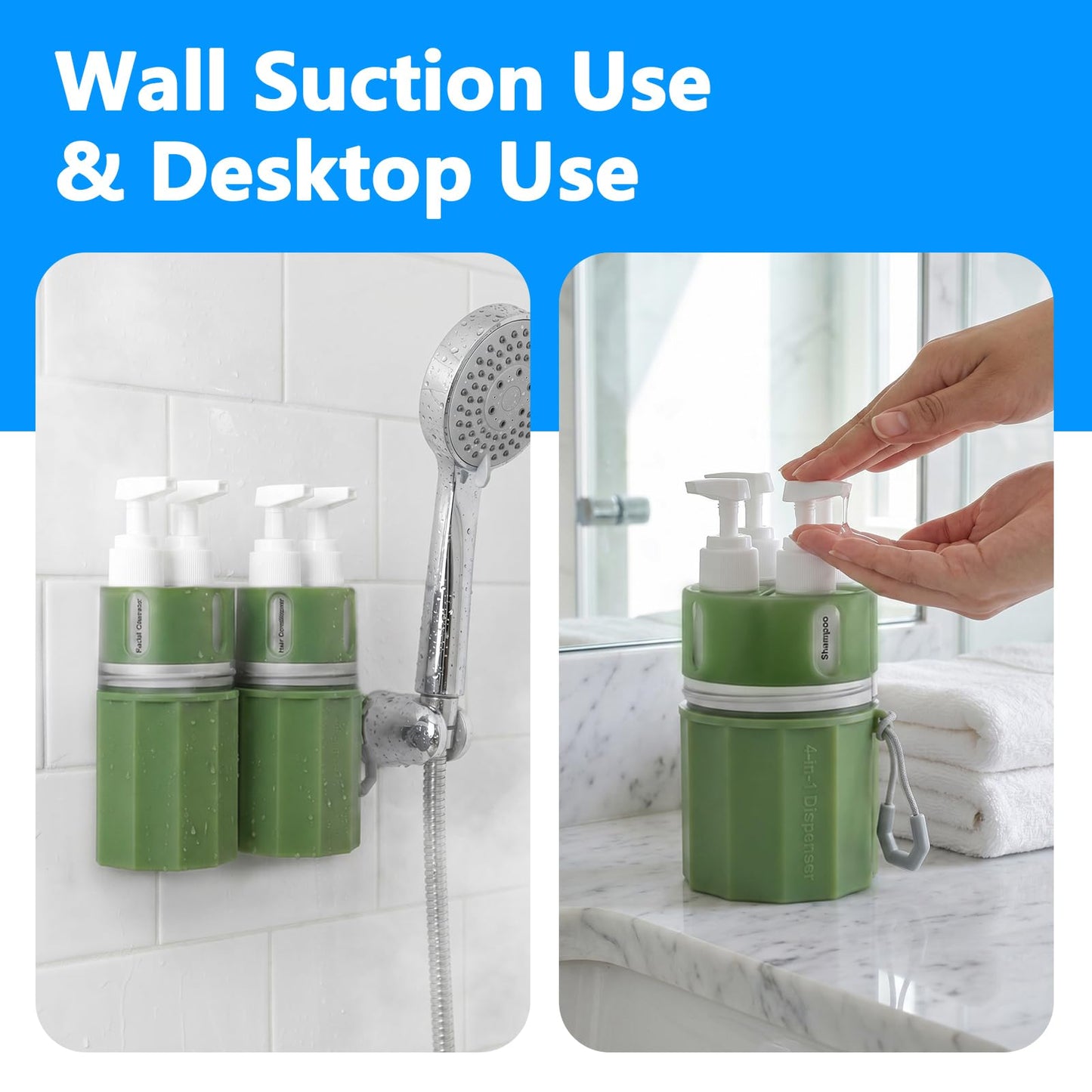 Yotako 4 in 1 Travel Dispenser with Suction Cup, TSA Leak Proof Silicone