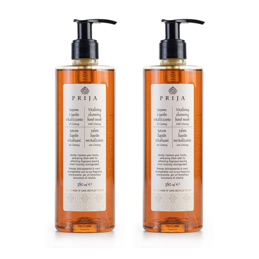 Prija Vitalising Hand Wash with Ginseng Extract Gently Cleanses Hands, Moisturising Liquid Hand Soap, Vegan Friendly with Energising Fragrance 380ml x