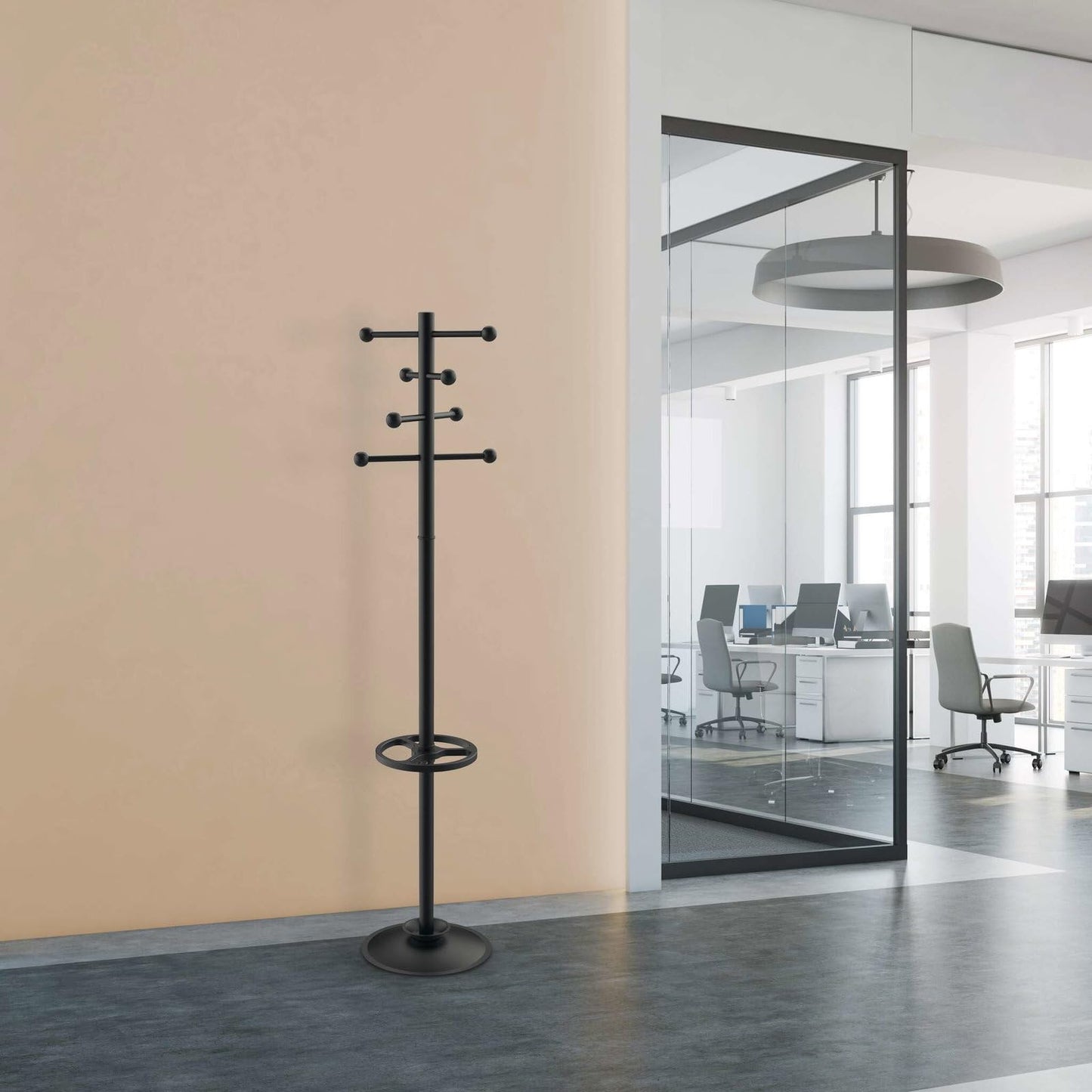 MAUL MAULsapphire coat rack 35 x 35 x 171 cm | Coat rack on feet with 8 hooks | Entrance cabinet for office, reception area | Stable steel cloakroom