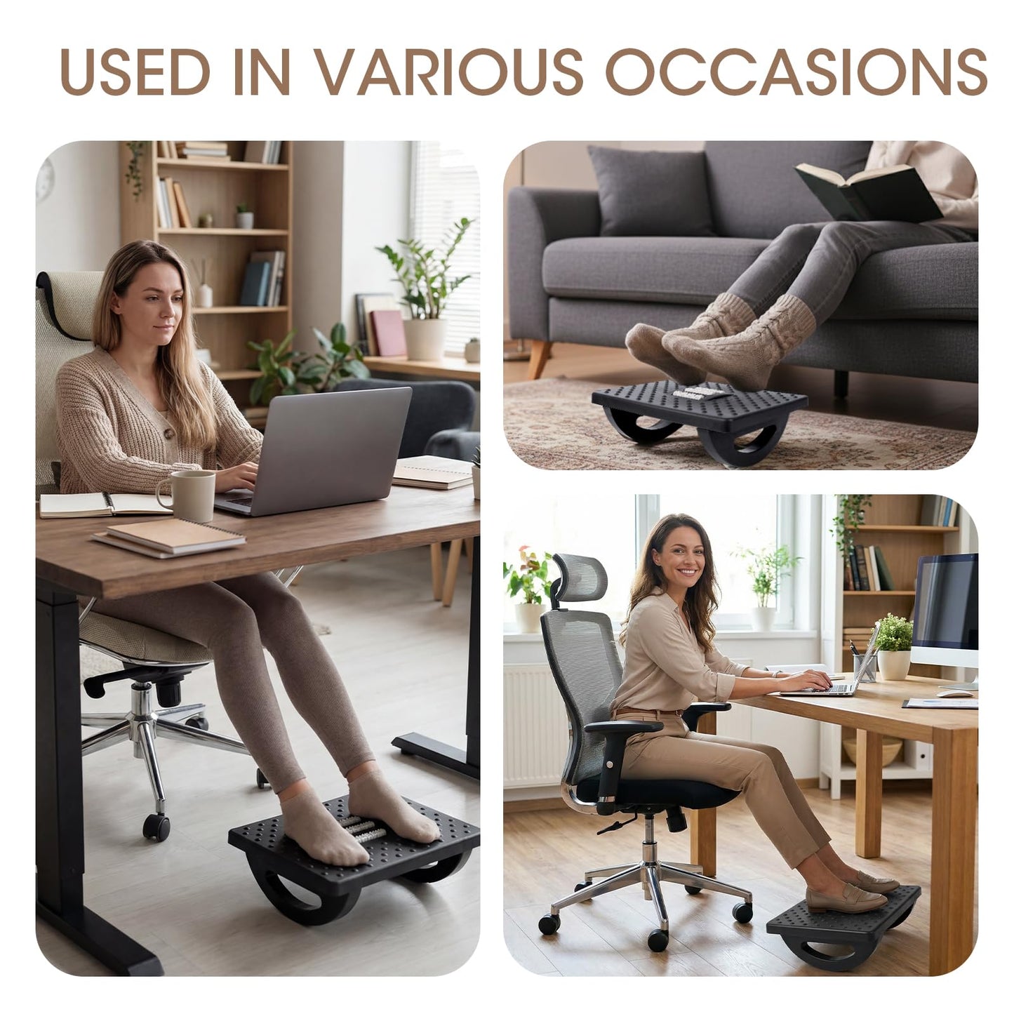 Nymblis Foot Rest Under Desk, Non-Slip Foot Stool with Roller Massager