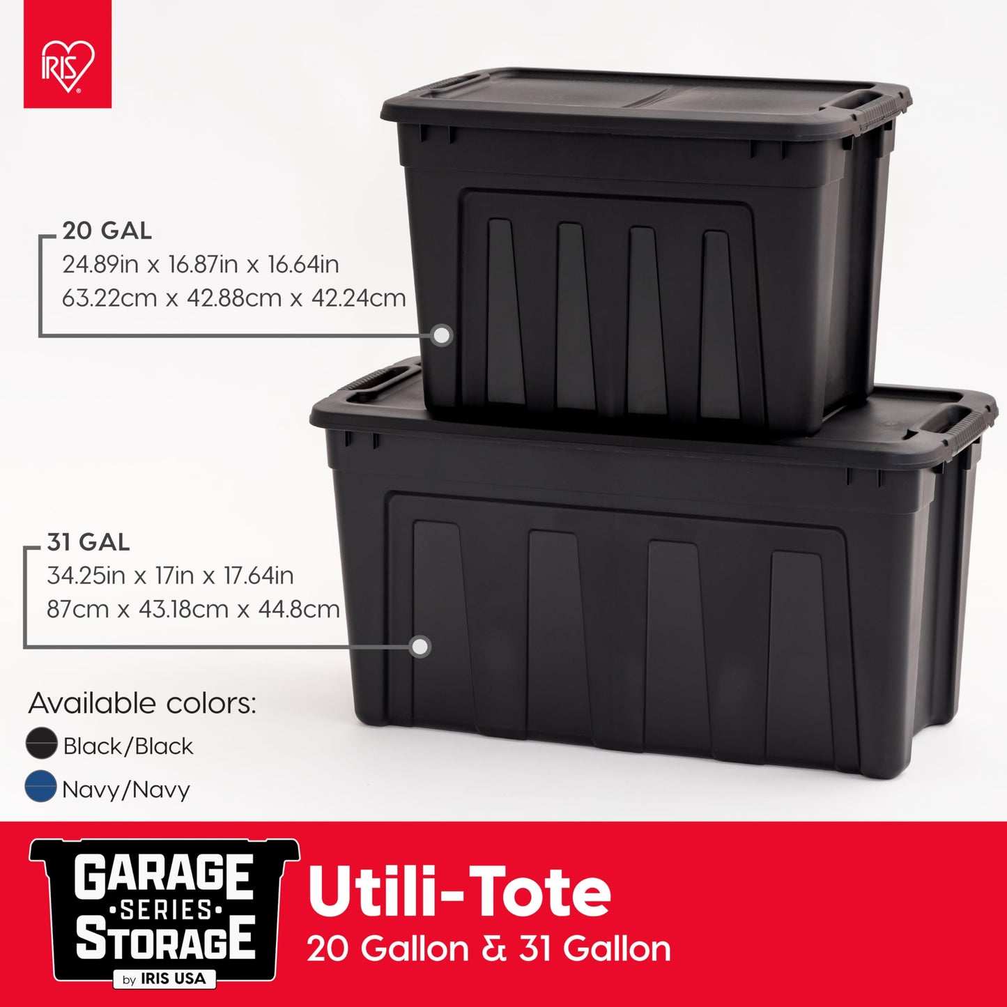 IRIS USA, Inc. UT-20 20 Gallon Utility Tote, Black