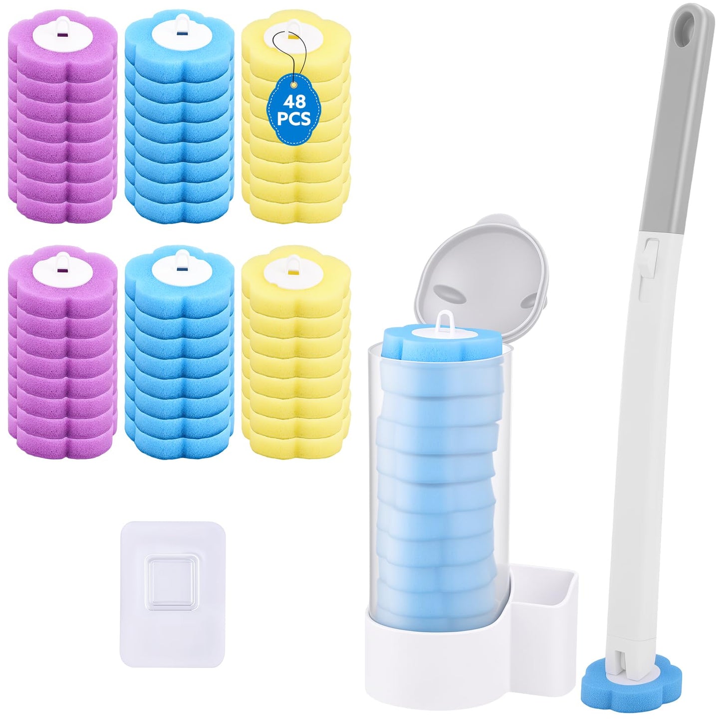 wlich Disposable Toilet Brush Set With 48 Refills, Wall Mounted Holder