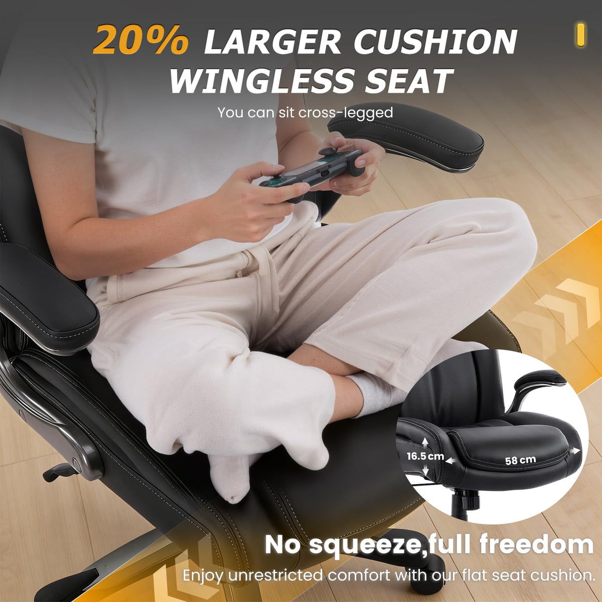 COLAMY Big and Tall Office Chair 400lbs, Large Heavy Duty High Back Executive Computer Office Desk Chair Flip-up Arms Wide Thick Seat for Home Office